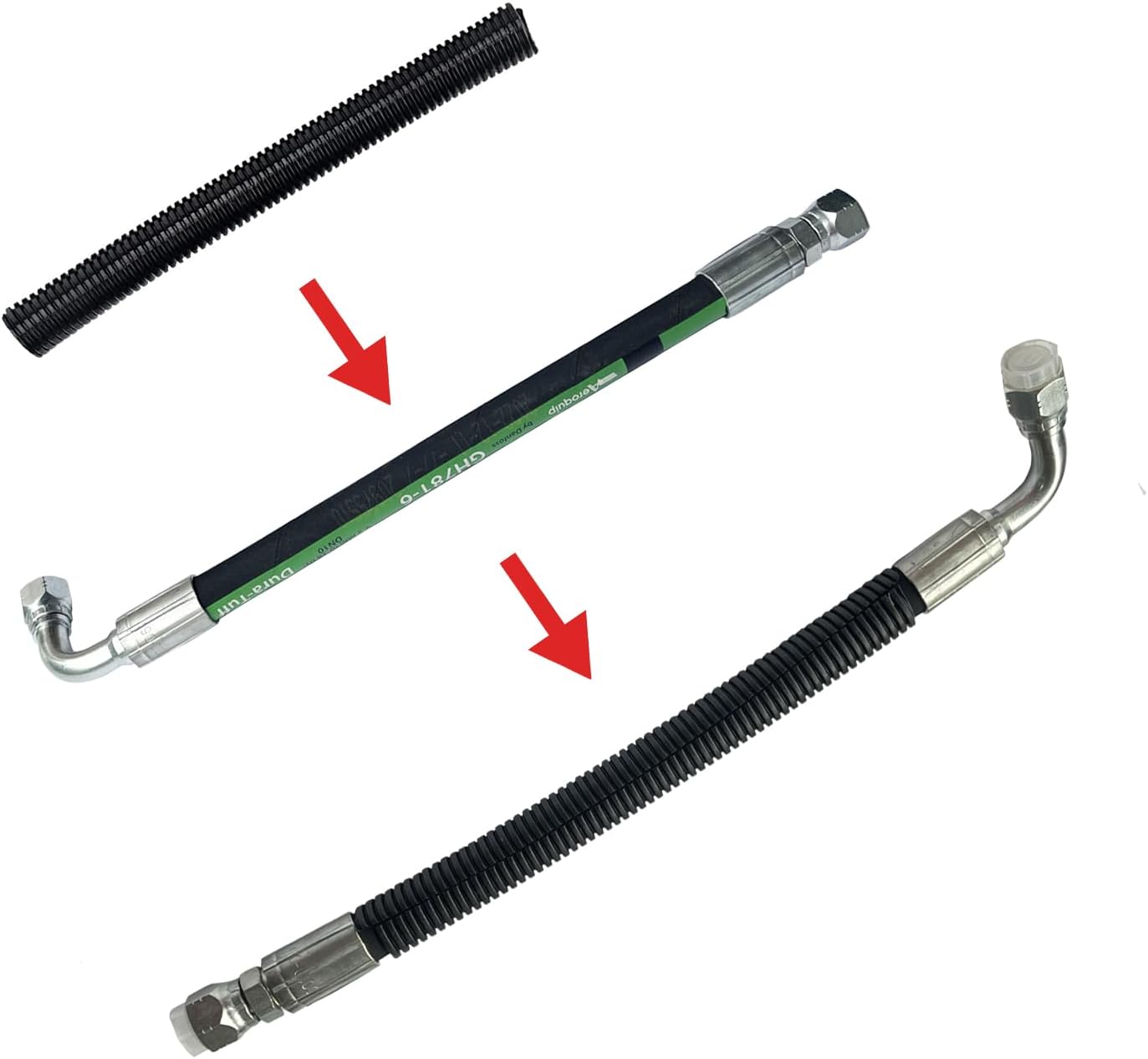 HPOP High Pressure Oil Pump Hoses Lines & Crossover Replacement Kit, Dual Metal Braided Hose Compatible with Ford 1999-2003 7.3L Turbocharged Engine