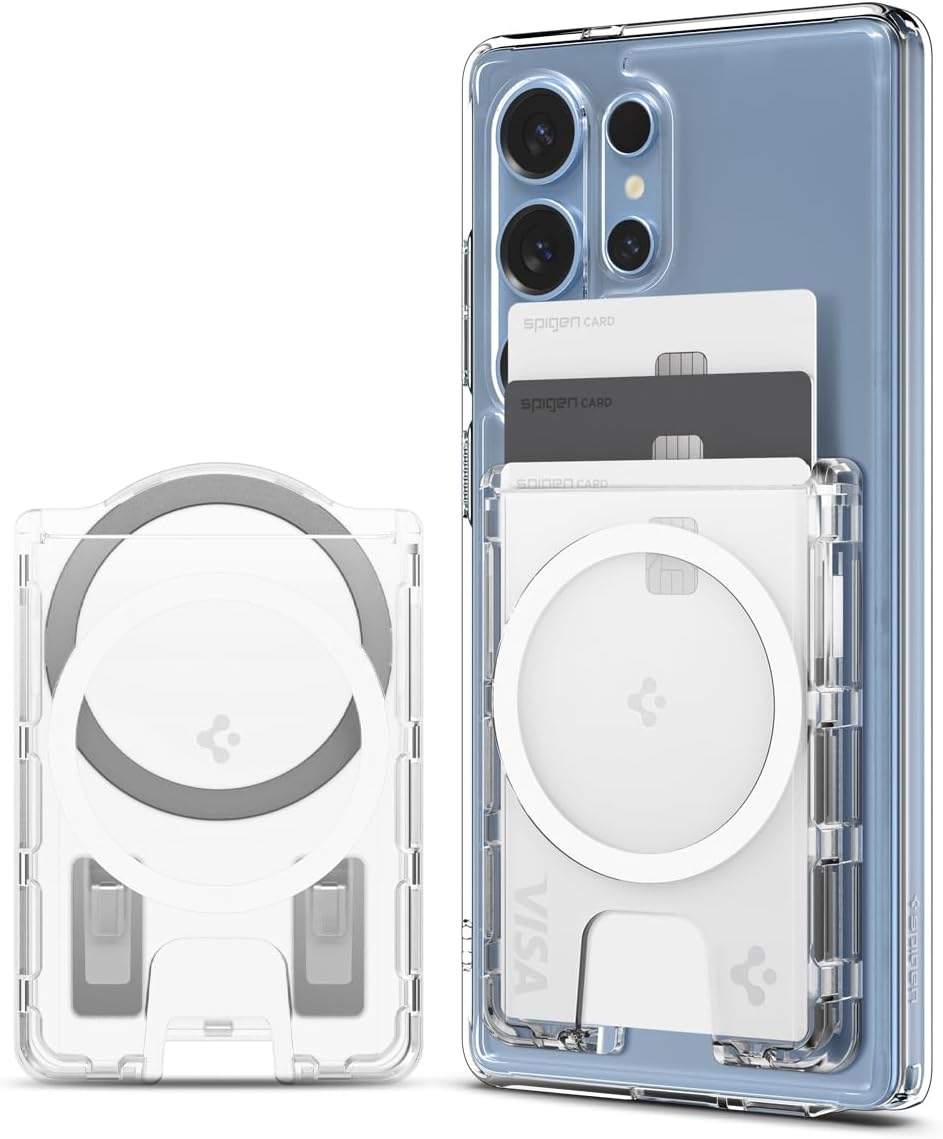 Spigen for MagSafe Wallet, Holds 3 Cards, Ultra Hybrid Compatible with Galaxy S26/S25/S24 Ultra/Edge/Plus, Z Fold 7, Pixel 10a/Pro XL/Fold, iPhone 17/16/15/14/13, Plaud Note, Card Holder - CC MagFit+
