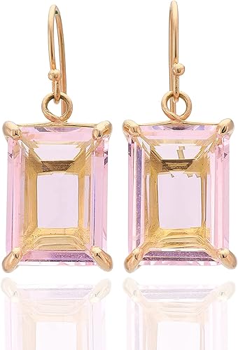 Miniatura 8 de Rose Quartz Rectangle Earrings - Self-Love Gold Dangle Earrings for Women - Healing Crystal Gemstone Jewelry