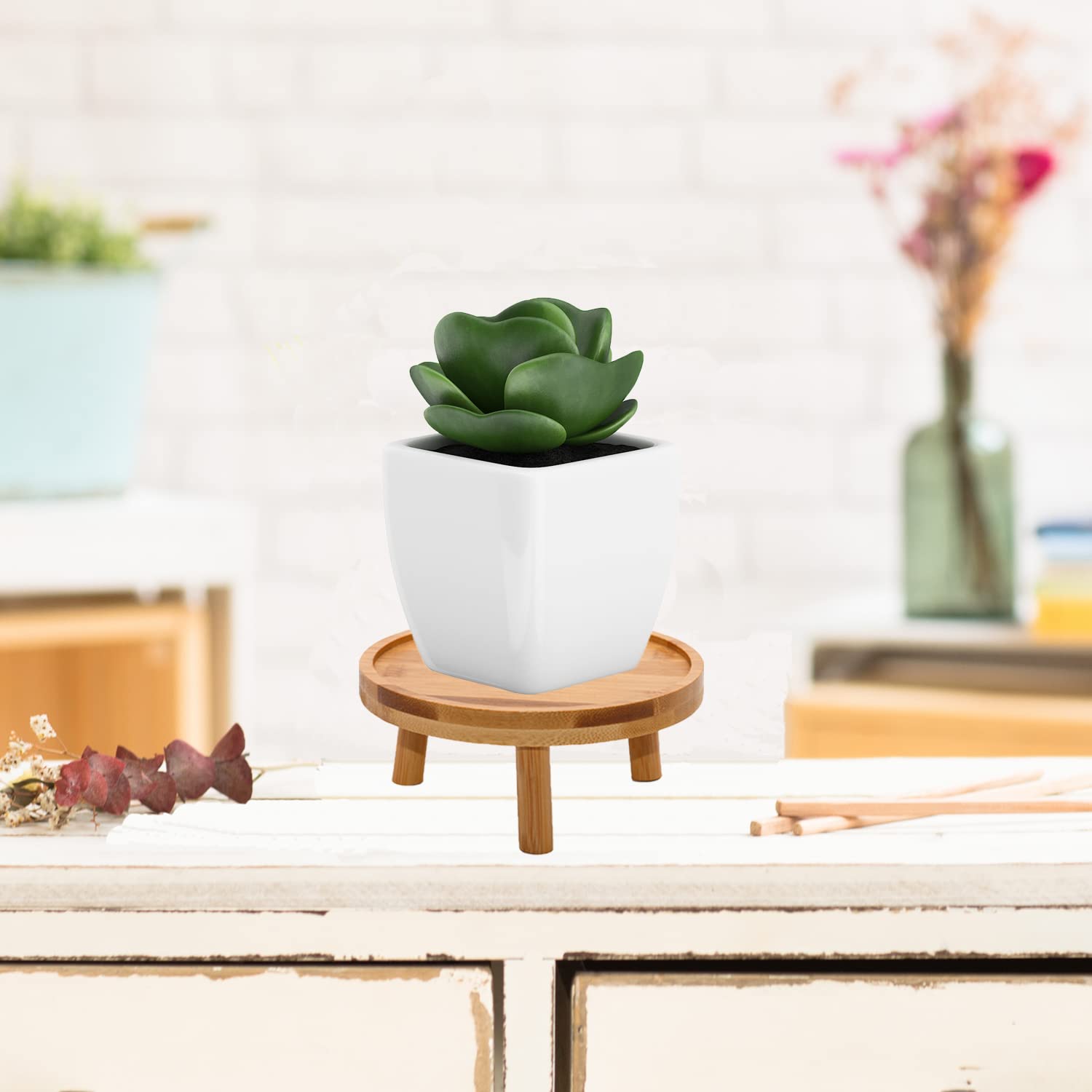 Amazon.co.jp: ARTORA 小型木製植物スタンド ミッドセンチュリー