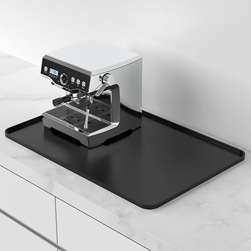 Miniatura 9 de Tapete de silicona para café con 6 posavasos, tapete de barra de mostrador de 24 x 16 pulgadas que se adapta debajo de la cafetera, olla y máquina