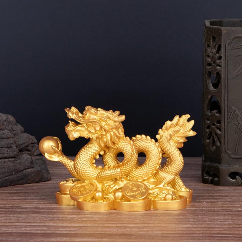 Amazon.co.jp: 龍 置物 金干支 新年を迎える幸運のお金の龍の飾り 龍