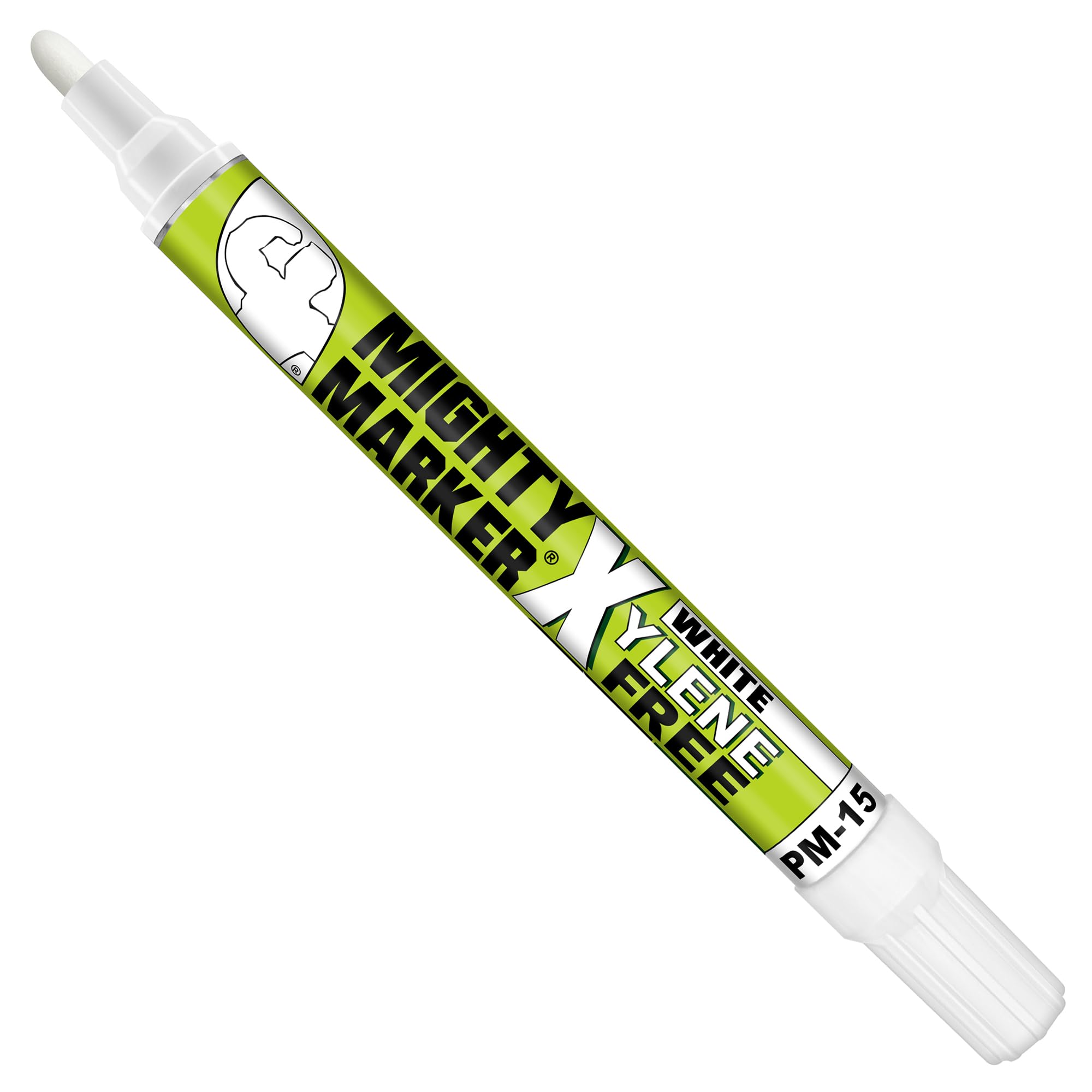 Mighty Marker PM-15, Eco-Friendly Paint Marker, Alcohol-Based & Xylene-Free, Waterproof & Permanent, 10ml, 2.3mm Tip, 8 Bonus Tips, Made in USA, White