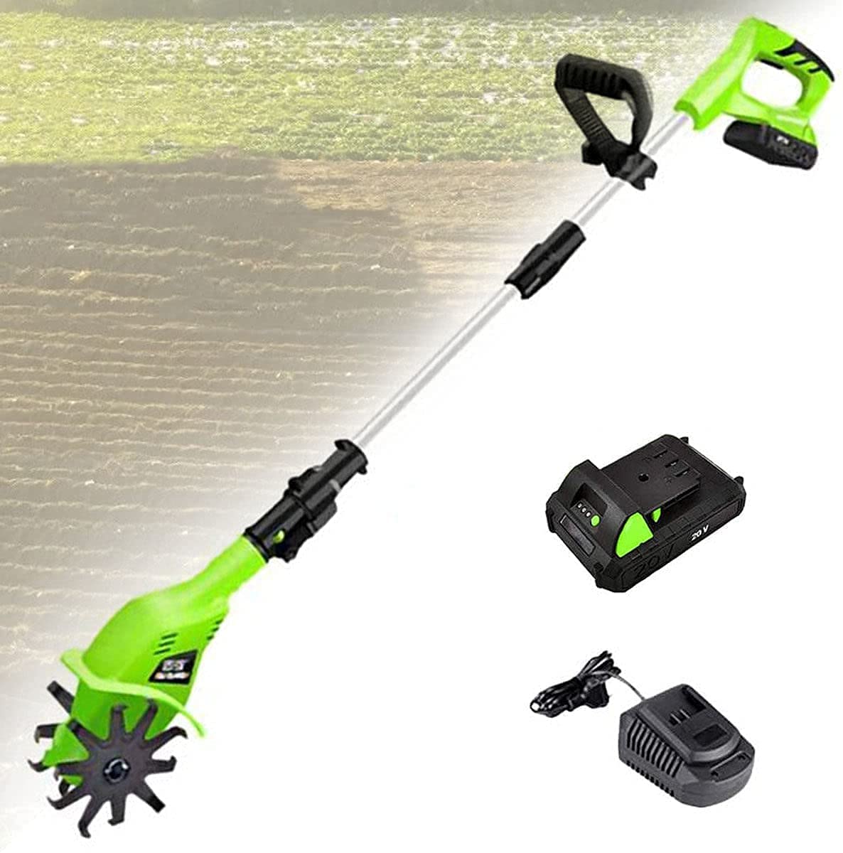 Motobineuse de Jardin, motobineuse de Jardin 20 V, motoculteur sans Fil, motoculteur électrique portatif sans Fil 4000 mAh alimenté par Batterie, Machine de Culture d'outil de Jard