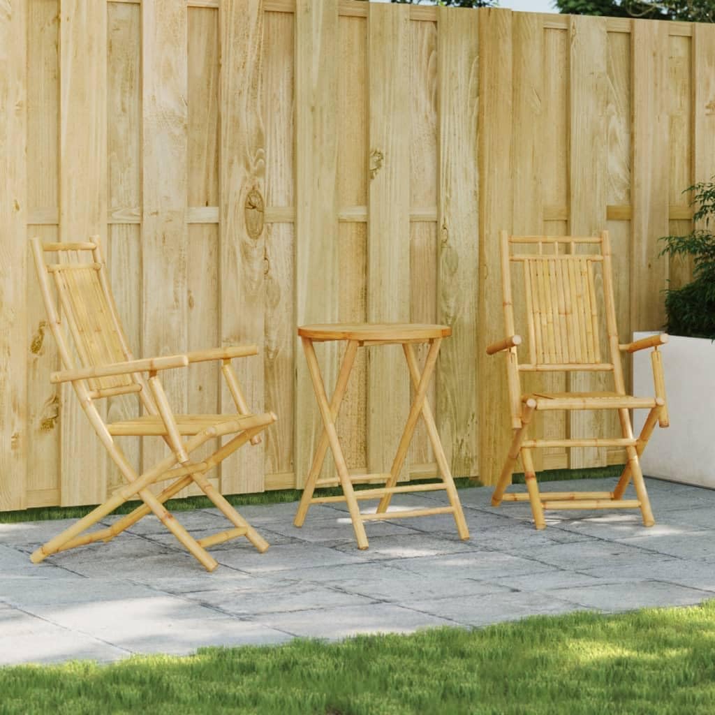 Amazon.com: MINERWALL 3 Piece Bistro Set Bamboo,Bamboo Patio