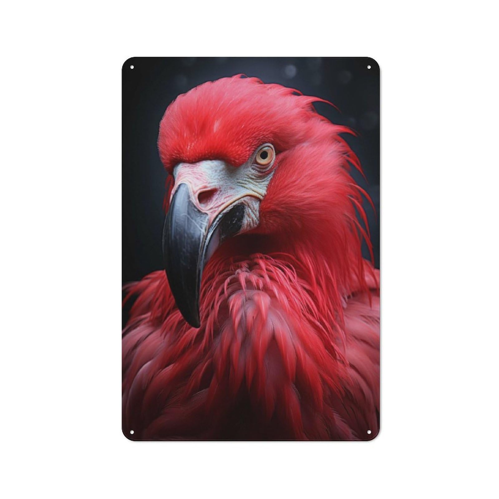 Junmoney Cool Flamingo Portrait Country Vintage Metal Wall Decor 30X20cm, Country Metal Sign For Kitchen, Cottage, Porch Or Garden Room