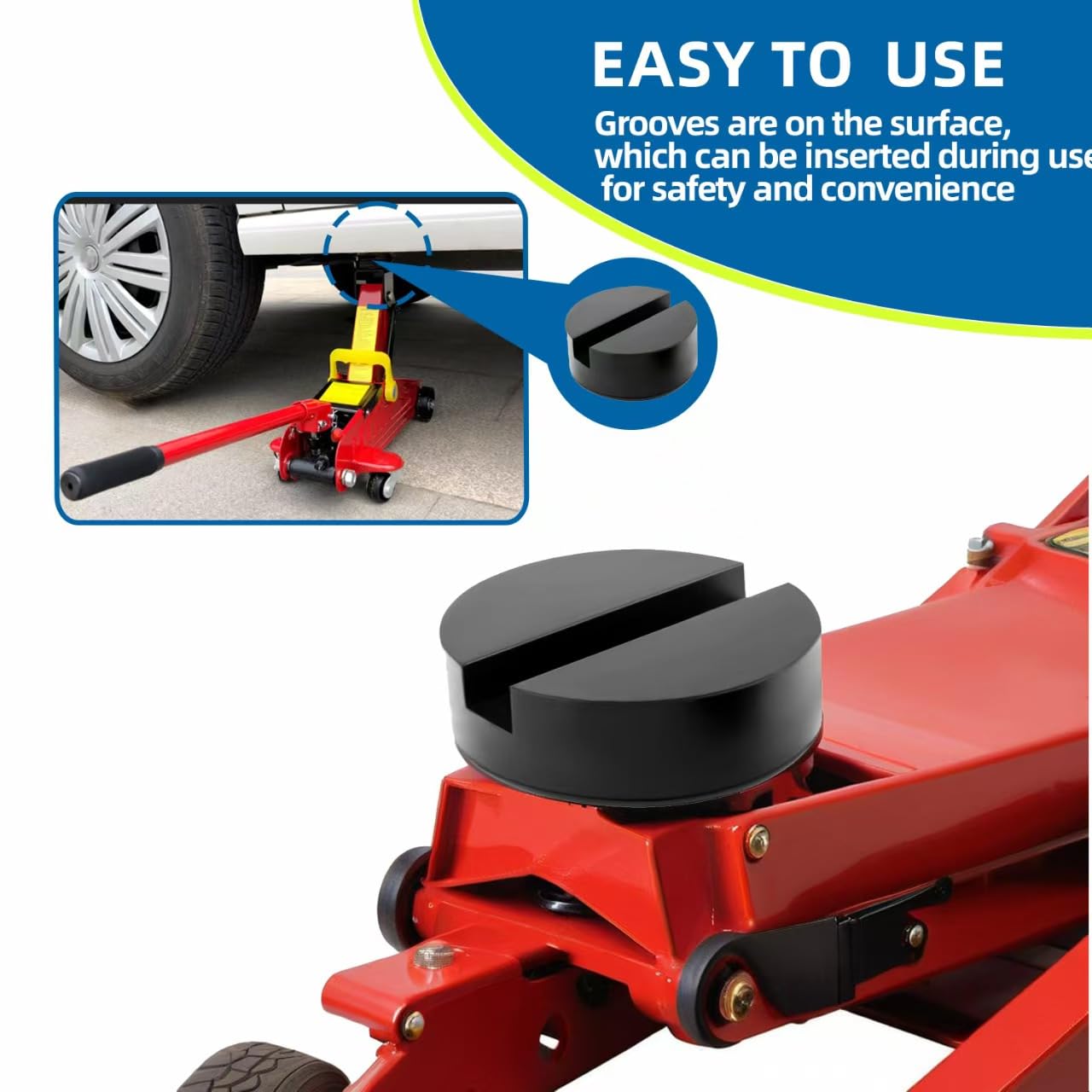Jack Pad In Gomma Per Auto, Protettore Per Longheroni E Cric. Misura 63x50x44 Mm, Colore Nero. Compatibile Con Chevrolet Cruze E Altri Modelli. Antiscivolo E Resistente, Evita Danni Al Telaio. - 2
