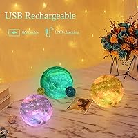 Vista 6 de Lámpara de luna de galaxia para niños, luz nocturna para dormitorio, batería recargable de 5.9 pulgadas, control táctil y control remoto, 16