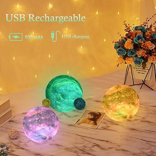 Miniatura 7 de Lámpara de luna de galaxia para niños, luz nocturna para dormitorio, batería recargable de 5.9 pulgadas, control táctil y control remoto, 16