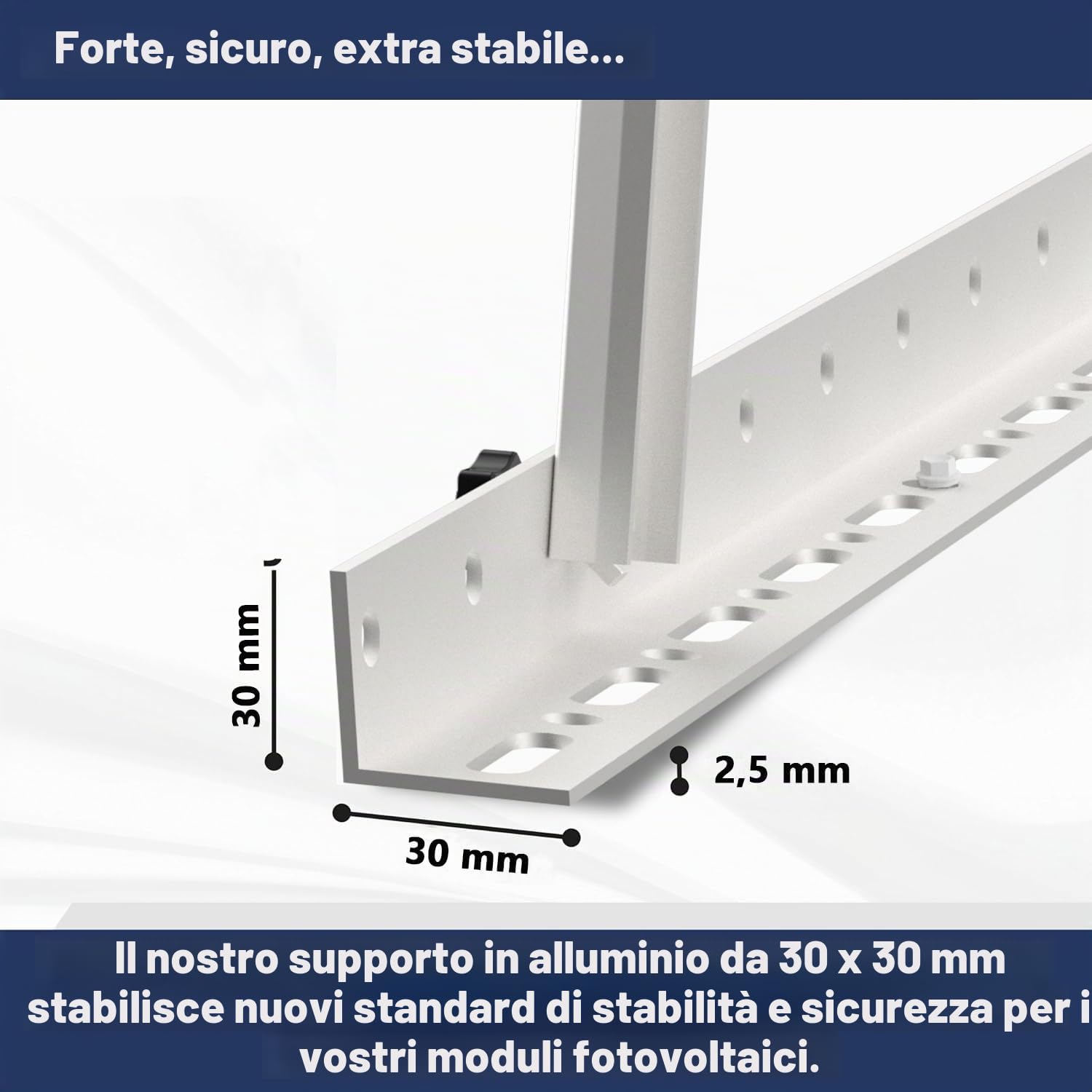 Supporto per pannello solare, 114 cm, 2 paia di pannelli solari, per pannello solare da 100 W e 500 W, angolo regolabile da 0 a 90°, per pannelli solari, per tetti