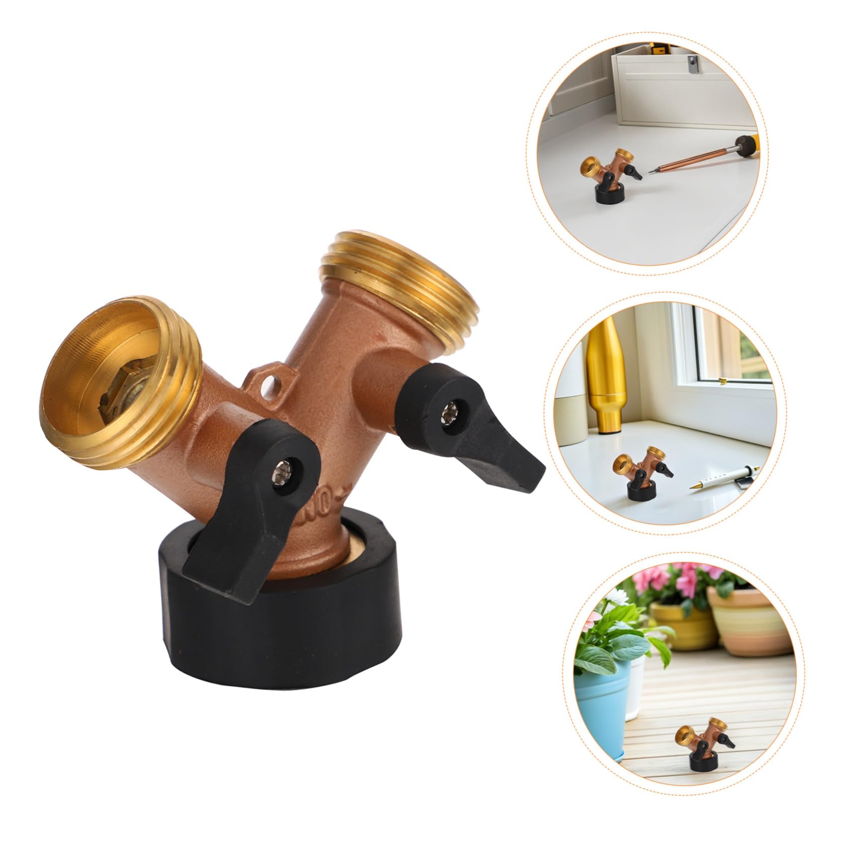 SHINEOFI 2stücke Wege-schlauchverteiler Aus Messing Für Gartenschläuche Schnellkupplungen Mit Tropfbewässerungsfunktion Für Außenwasserleitungen Wasserverteileradapter Für Bewässerungssyste