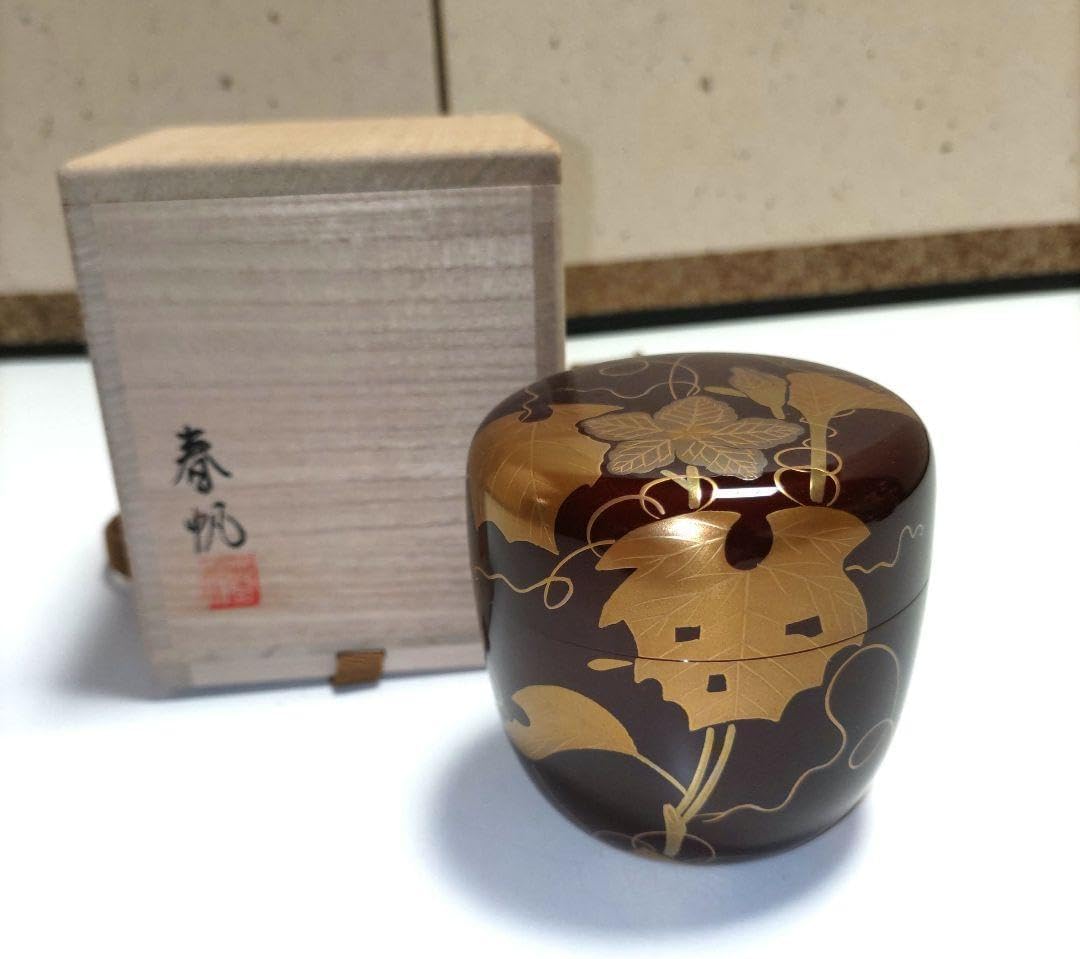 茶道具 夕顔蒔絵棗 目代春帆 z61蒔絵 | 古美術ささき