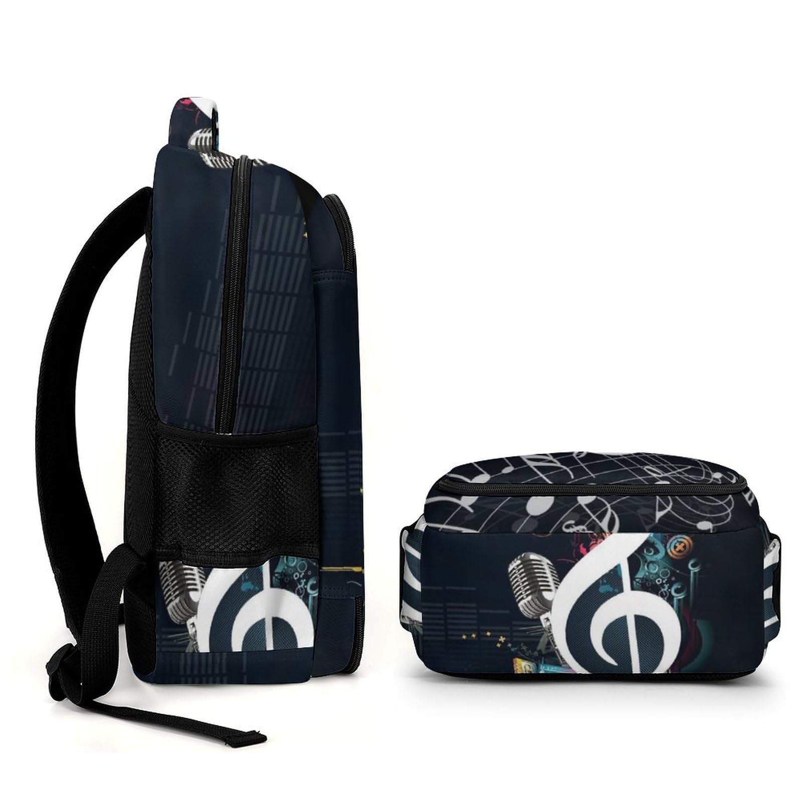 Tagesrucksack, Notenmusik-Rucksack, Rucksack mit Taschen für Wandern, Camping, Reisen, Musiknoten, One size