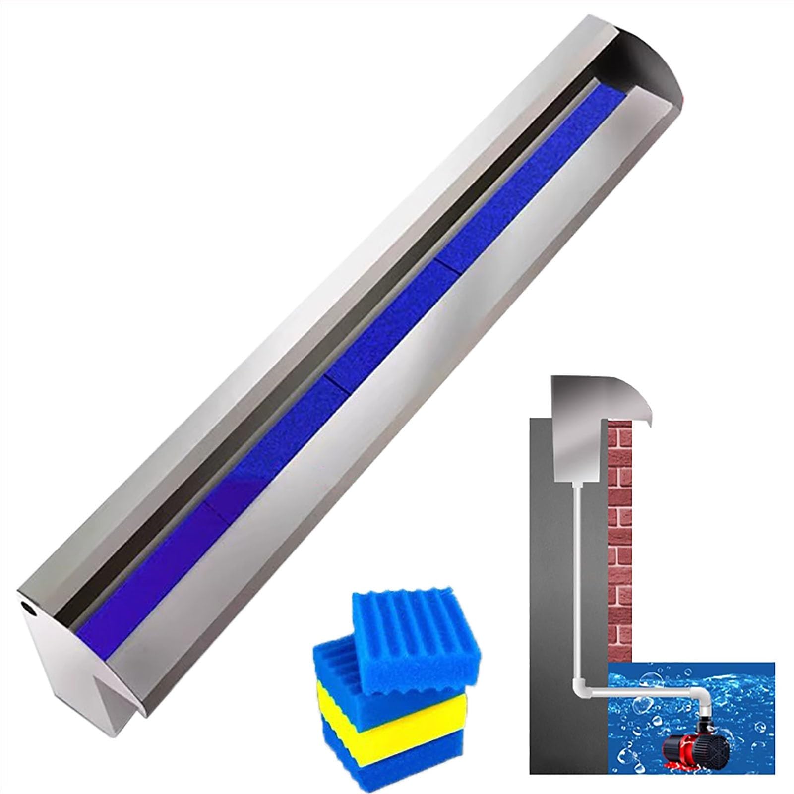 Déversoir en acier inoxydable de 66 cm pour une cascade de bassin élégante et durable