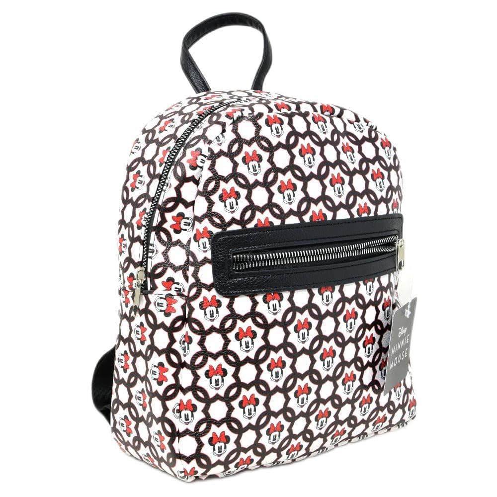 DisneyMinnie Moouse All Over Print 10" Deluxe Mini Backpack, White