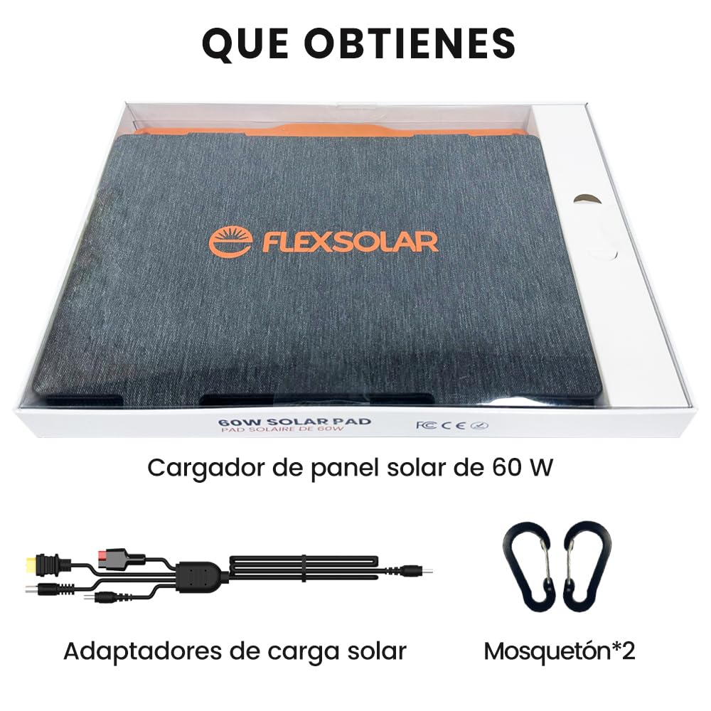 Paneles Solares 60W Cargador Solar Plegable Portátil IP67 Impermeable Fuente de Alimentación de Emergencia Campamento