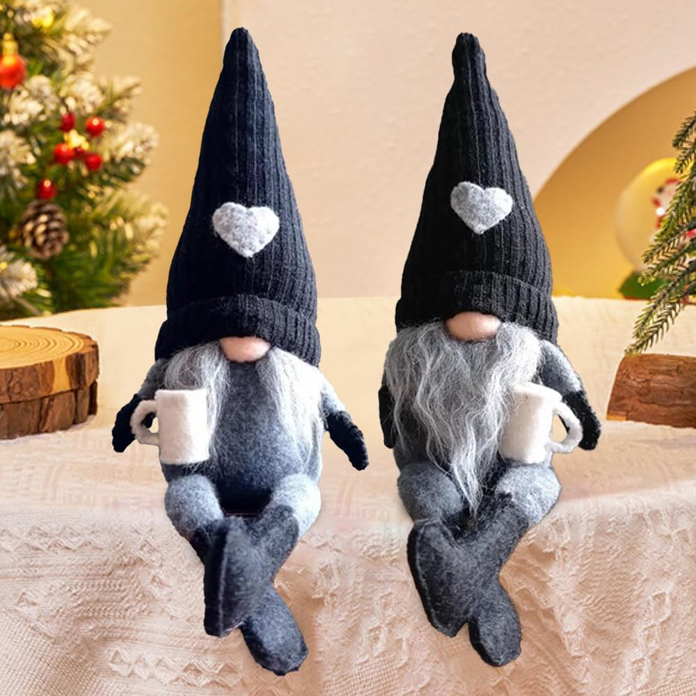 Hojalis 2 PCS Coffee Gonk Gnomes Plush, Handmade Gonk Coffee Decor, CoffeeGonks Decor for Women, Sitting Plush GnomesDecor, Farmhouse Coffees Gnomes, for Cafe Kitchen Home Office Decorations