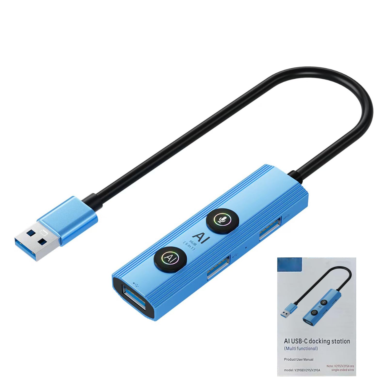 Hub USB AI de Aluminio Cocoarm con Traducción de Voz para Portátil y Tablet 7