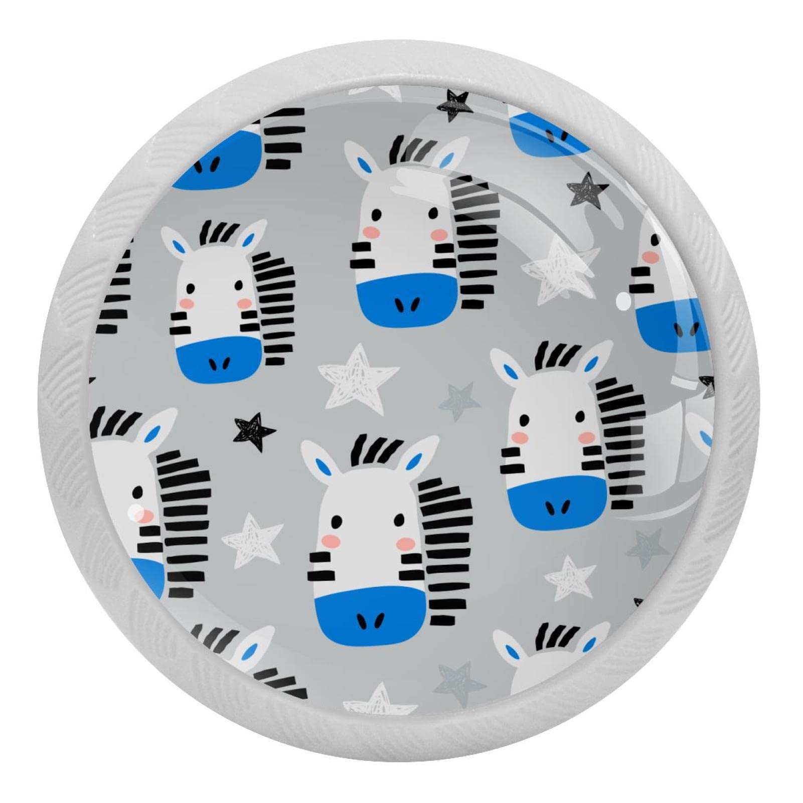 Poignées rondes pour tiroir de commode et armoire enfant à motif zèbre fluorescent