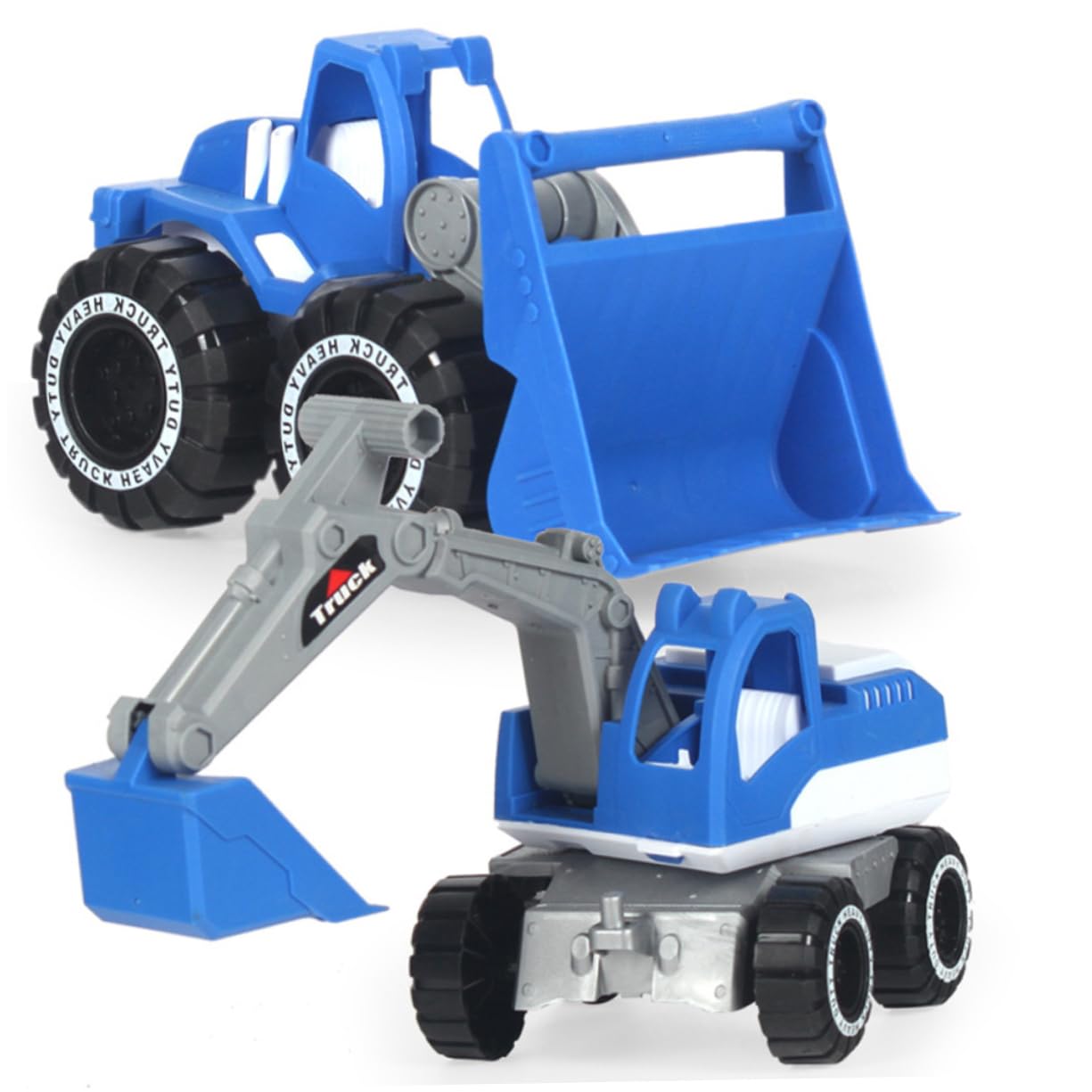 FRCOLOR Camión Excavadora de Juguete de Plástico 3piezas Azul para Niños