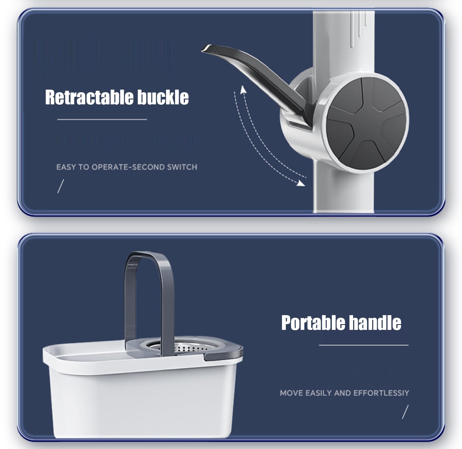 Fregonas - Sistema de Cubo Giratorio de Acero Inoxidable de Lujo para Limpieza de Suelos con recambios de Microfibra