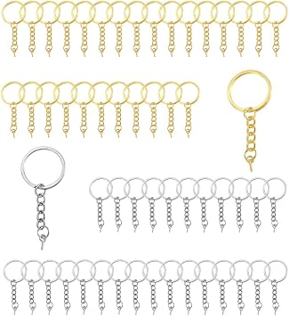 100PCS Gold Silver Keyring Making Kit with Open Jump Rings