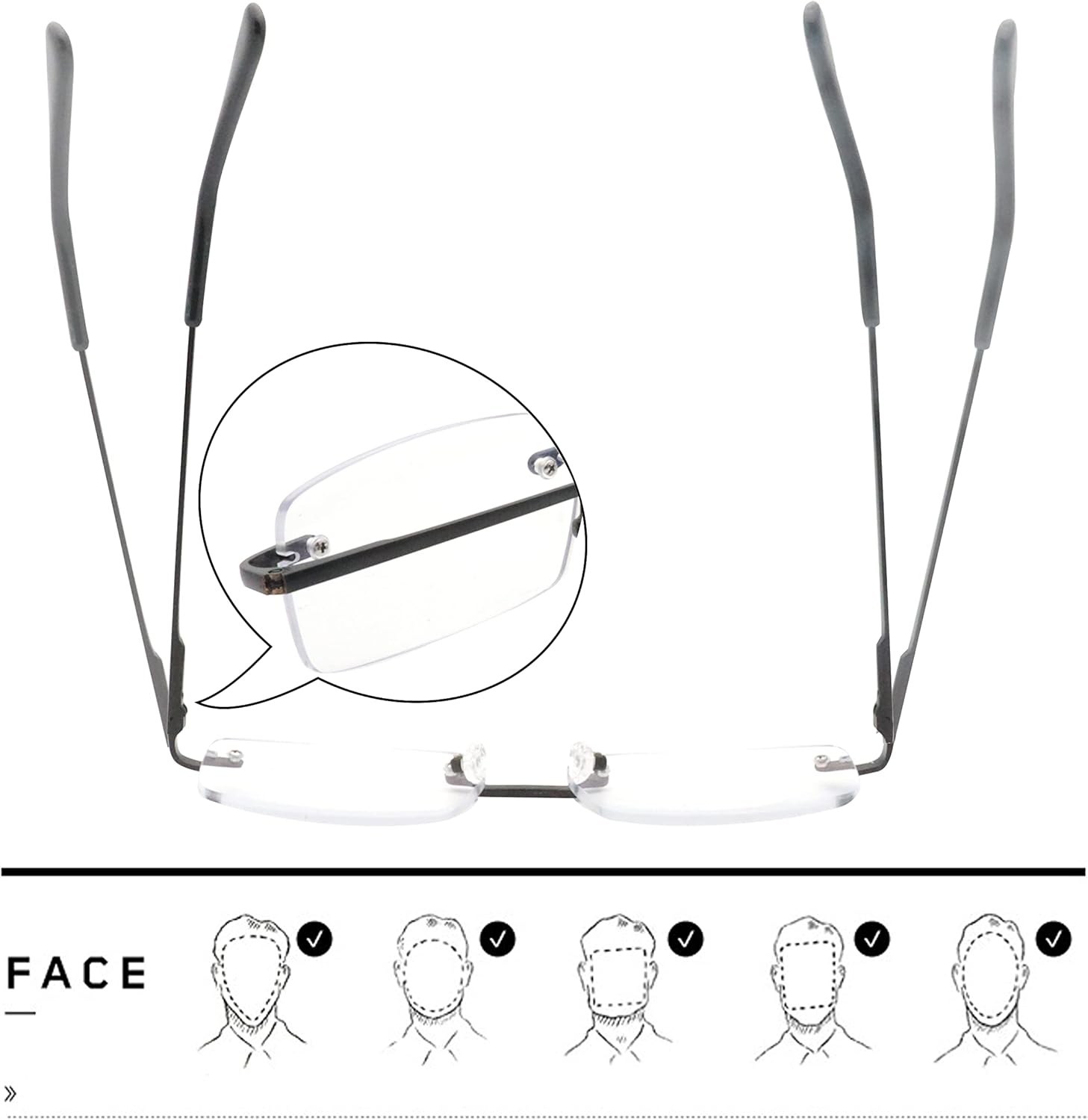 HIYANJN Frameless Reading Glasses Blue Light Blocking Rimless Computer Reader For men Lightweight Eyeglasses(3-Pack,4.00 - Image 5