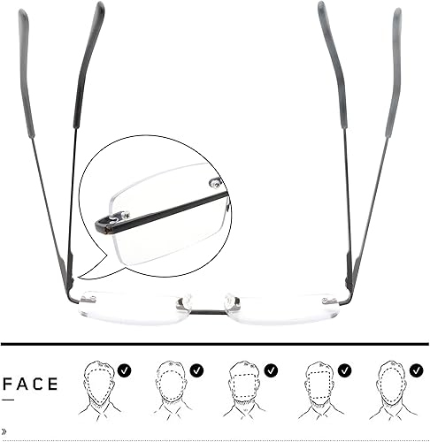 Miniatura 5 de HIYANJN Gafas de lectura sin marco con bloqueo de luz azul, lector de computadora sin montura para hombres (3 unidades)