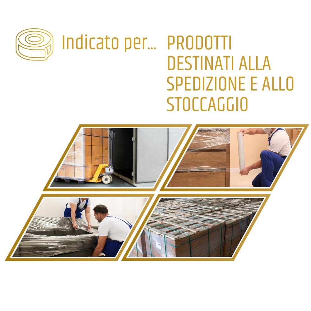 PENNELLIFICIO 2000 | Bobina Film Estensibile, Pellicola Trasparente per Imballaggio, altezza 50 cm e peso 2,4 kg - Made in Italy