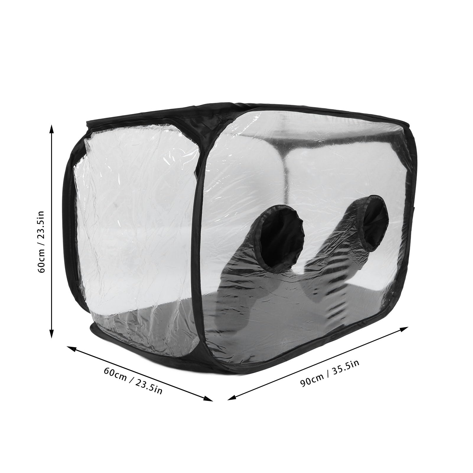 SIXRUN Caja de Aire Quieto para Microbiología, PVC Transparente Plegable, con Soporte de Acero Inoxidable, 80x50x50cm, Portátil para Cultivo de Hongos