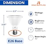 RENO SUPPLIES PAR 20 LED Bulbs, Pack of 6, Dimmable, 7W, 500LM, LED Flood Lights, (50W Halogen Bulb Equivalent) LED Spotlight Bulbs, Recessed Lighting, E26 Screw Base, UL Listed (Pack of 6, Warm White, 3000K)