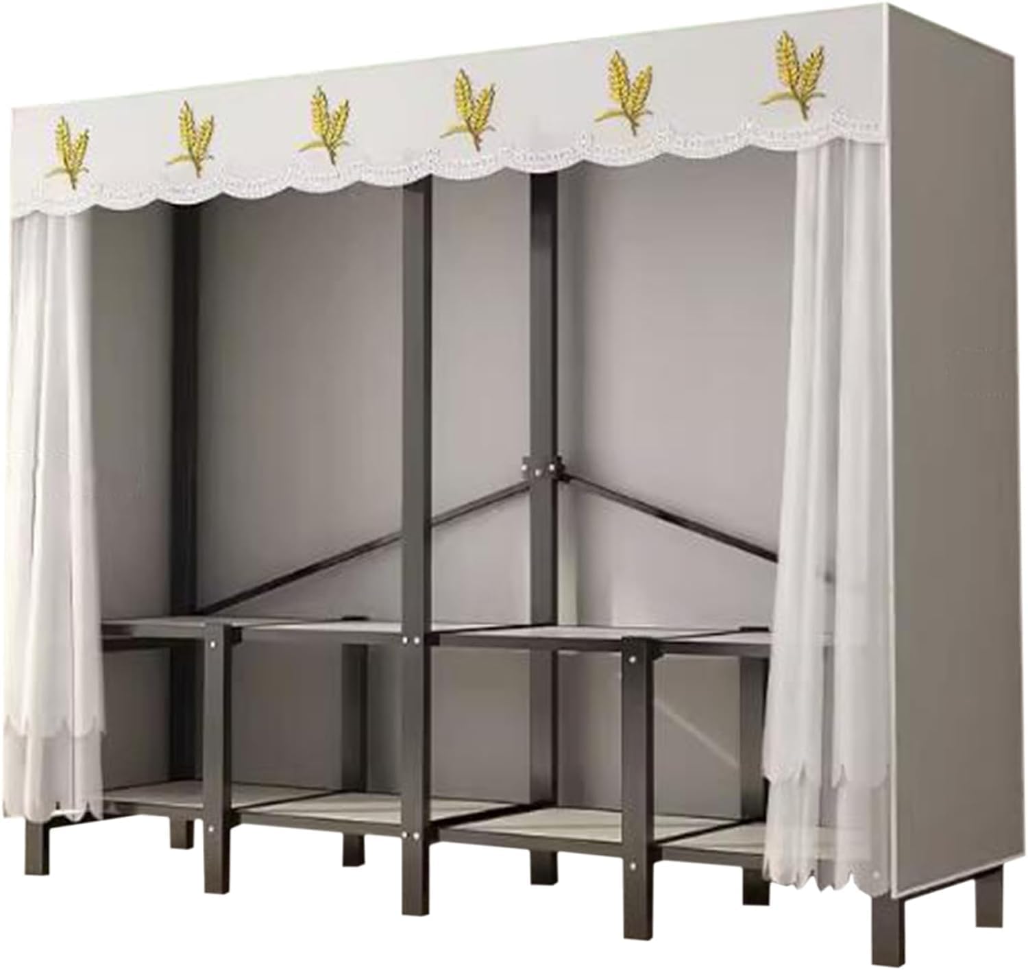 Rieort Folding Wardrobe Closet Thickened Steel Pipe Clothes Closet No Assembly Wardrobe Closet Saves Space Fashion Portable Closet