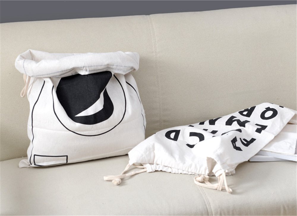 Grand Sac à Linge En Toile De Coton Naturel Avec Cordon – 65x45 Cm – Idéal Rangement Jouets, Voyage, Linge Sale Ou Propre