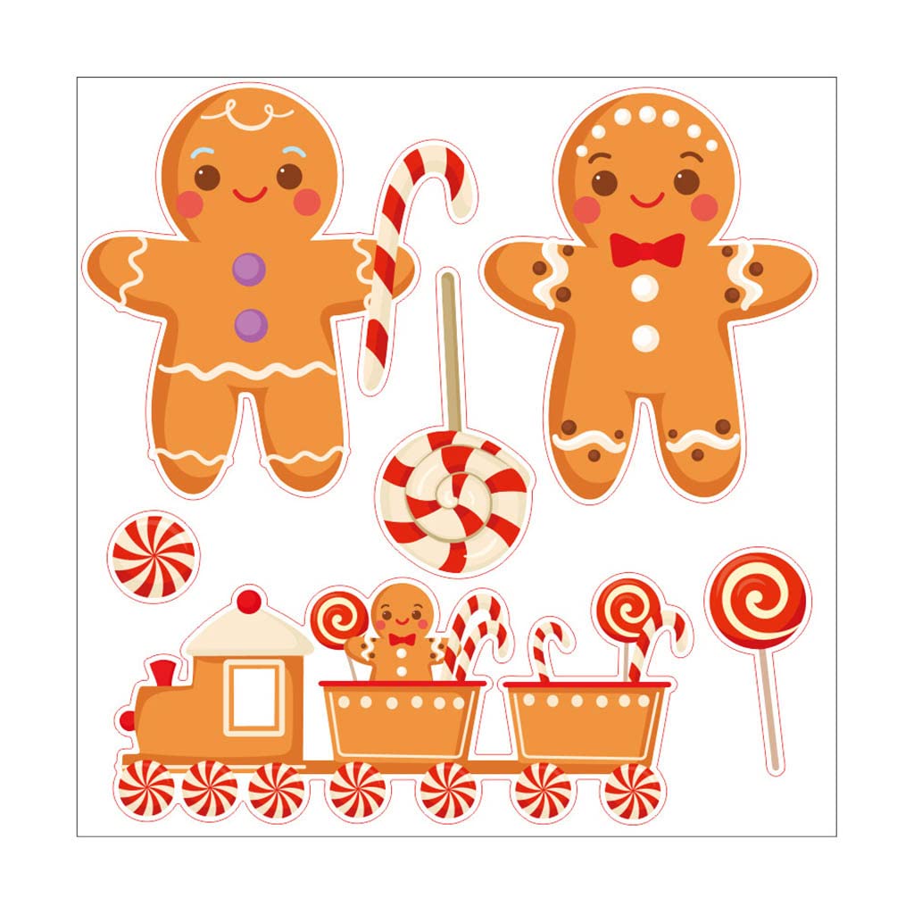 ShapeW Christmas Wall Clings Removable Window Stickers Gnome Santa Gingerbread Man Window Decals for Kids Rooms