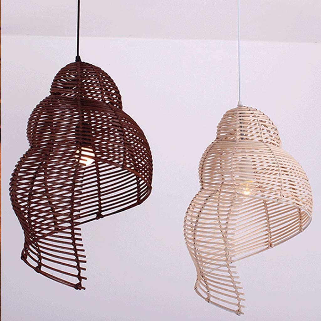 Kreative Hängeleuchten Muschel Gewebt Kronleuchter Pendellampe E27 Gewebt Rattan Höhenverstellbar Pendelleuchte Industrie Esszimmer Lichter Wohnzimmer Kinderzimmer Cafe Esszimmer lampe,Woodcolor,25CM