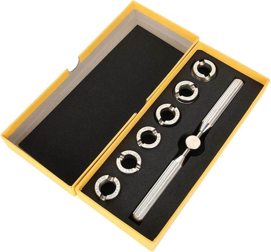 Watch Back Case Opener, 5537 Back Remover Tool, Watch Case Opener with Storage Box, 7 Pcs Watch Repair Tool, Wrench Dies Set Measure The Size Before Ordering