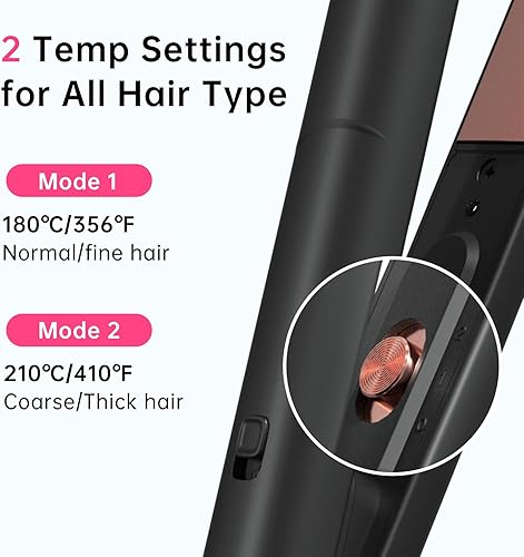 Miniatura 5 de Plancha plana de tamaño de viaje de 1 pulgada para cabello corto, alisador y rizador de pelo de cerámica 2 en 1 con calentamiento rápido de 30