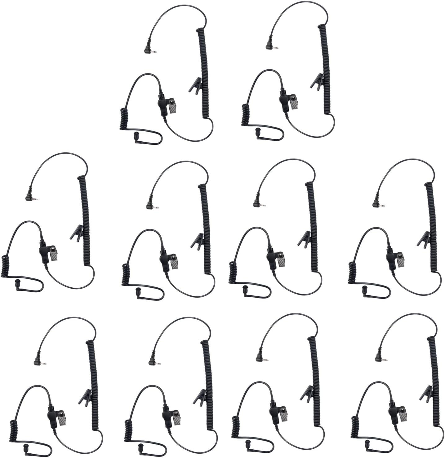 XL200 2.5 mm Listen Only Ear Piece Acoustic Coil Black Tube Earpiece Radio Receiver Headset Compatible with Harris,HYT,Hytera SM26M1 XL-200 XL 200 Lapel Shoulder Mic(10Pack,Wired)