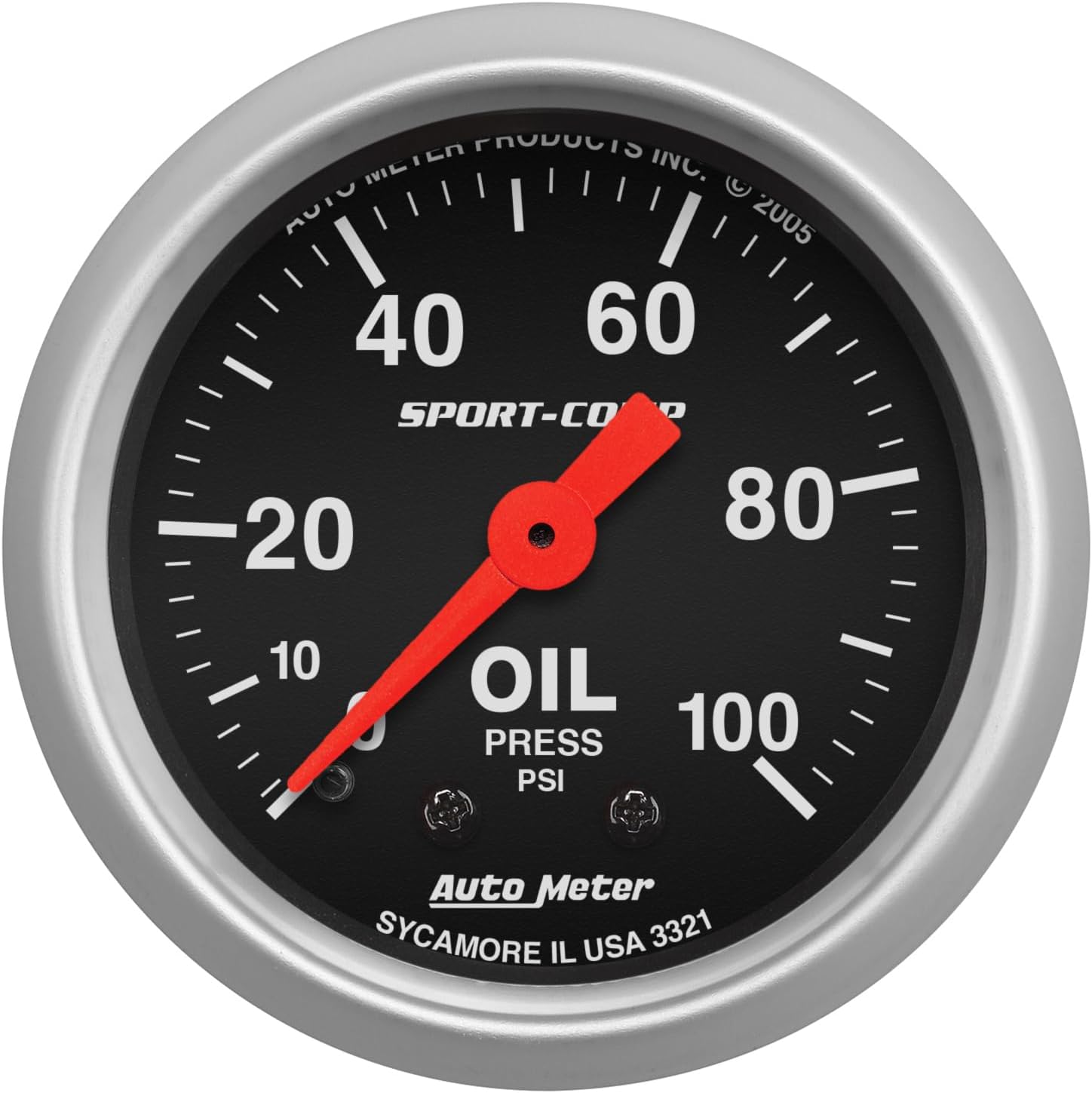 Auto Meter 3321 Sport-Comp Mechanical Oil Pressure Gauge, 2.3125 in.