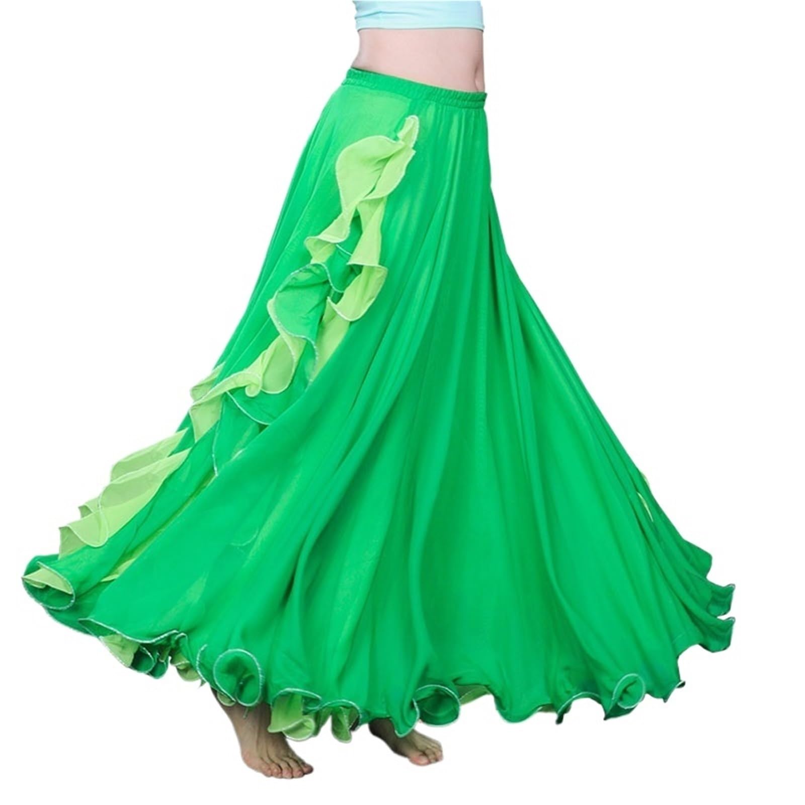 Damen Bauchtanz Kleid Set Schlitz-Chiffon-Rock, Bauchtanz-Rock for Frauen, Bauchtanz-Kostüme, Bauchtanz-Kleid, Lotusblatt-Performance-Maxirock, lang