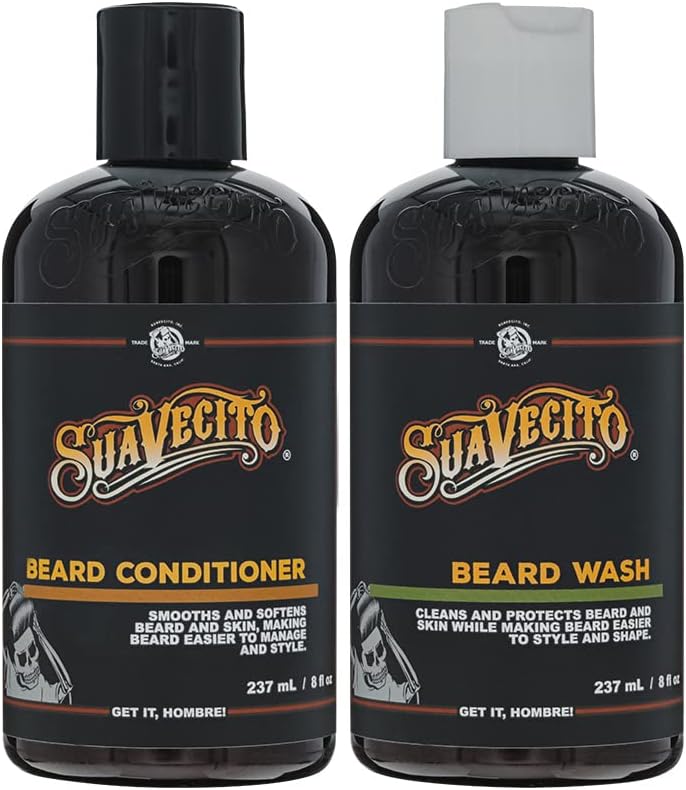 Suavecito Pomade Kit de lavagem e condicionamento para barba, 2 frascos de 237 mL