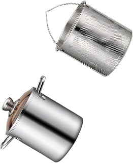 Stainless Steel Fryer Pot with Strainer for Deep Frying and Boiling, Includes Glass Lid and Perforated Basket