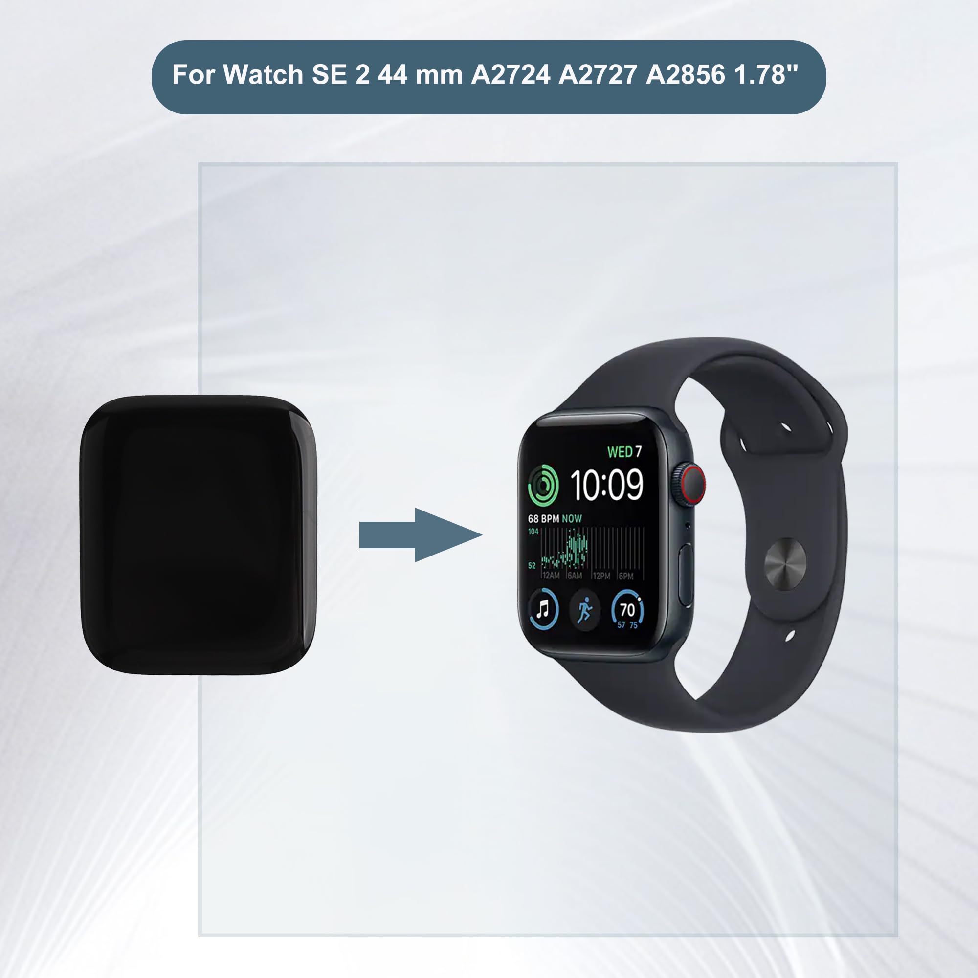 Nowy zamiennik wyświetlacza kompatybilny z Apple Watch SE 2 44 mm A2724 A2727 A2856 1,78" LCD Display Touch Screen Assembly with Tools