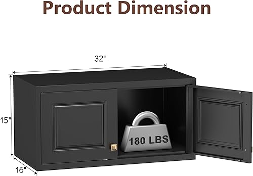 Miniatura 2 de Armario de pared con puertas, gabinete de almacenamiento de metal para almacenamiento de cocina, gabinete superior pequeño, para comedor, sala de