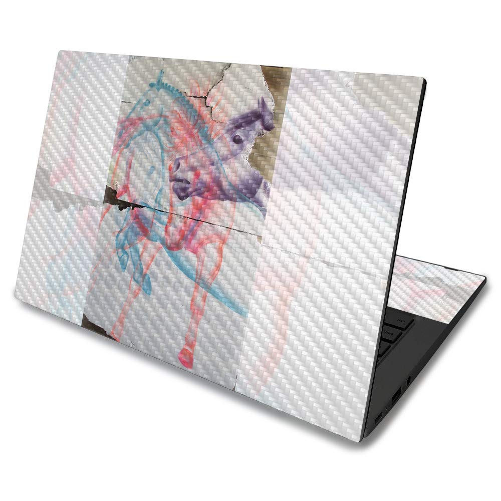 MightySkins Carbon Fiber Skin for Asus Chromebook C425 14" (2019) - Damaged Horses | Protective, Durable Textured Carbon Fiber Finish | Easy to Apply, Remove, and Change Styles | Made in The USA