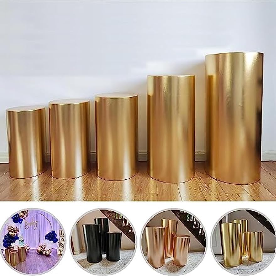 Miniatura 7 de Fundas para soportes de cilindro para fiestas, soportes de pedestal de cilindro, fundas elásticas de bronce, cubierta de pedestal de cilindro,