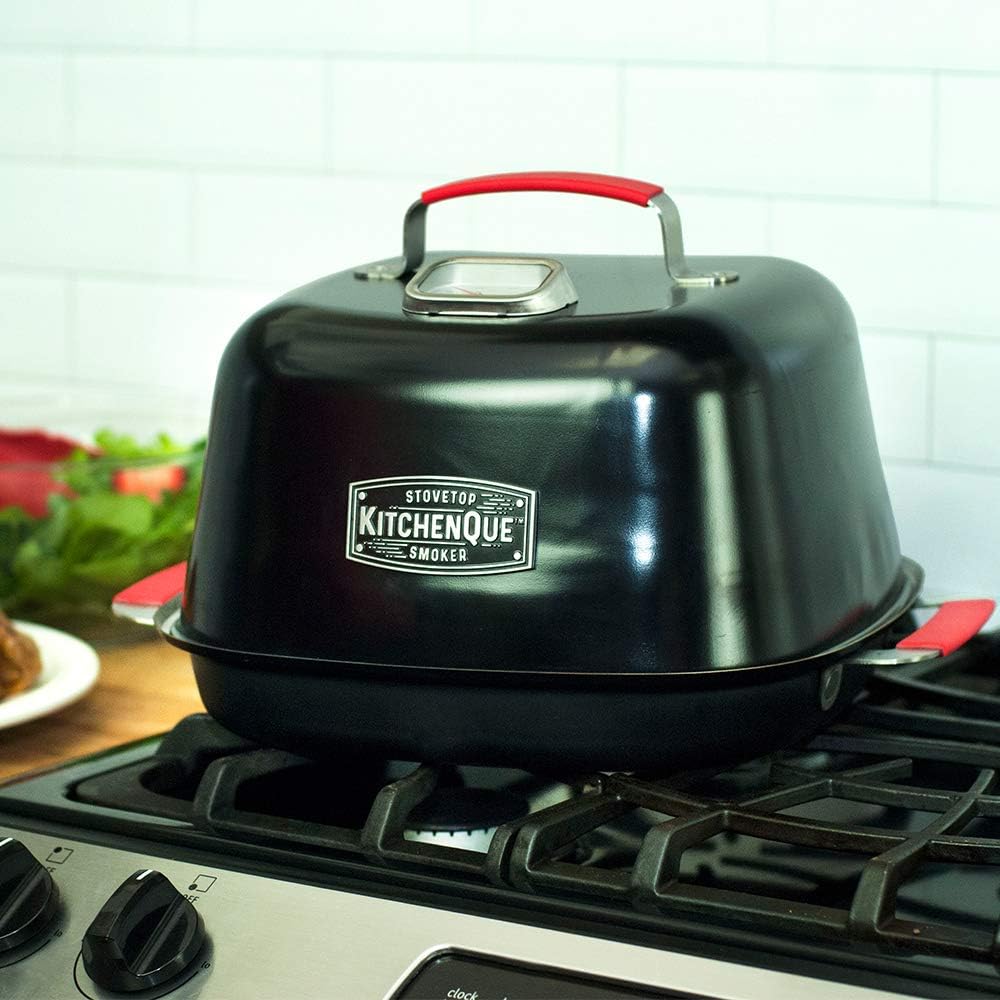 Charcoal Companion CC4132 KitchenQue Indoor Stovetop Smoker, 13.5" x 12.5" x 9.5", Black