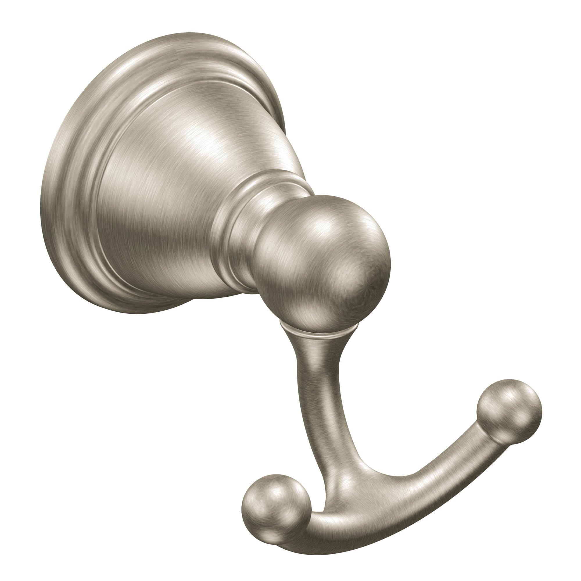 Moen YB2203BN Brantford Traditional Double Robe or Towel Hook for Kitchen or Bathroom, Brushed Nickel