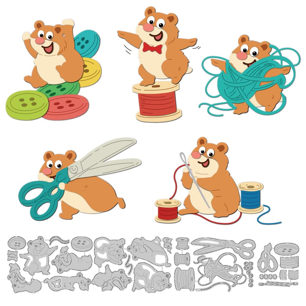 DELORIGIN Sewing Guinea Pig Cutting Dies Card Making Die Cut Carbon Steel Die Cuts Stencils Blessing Card Scrapbooking Embossing Template Dies for Birthday Greeting Card Album Decor