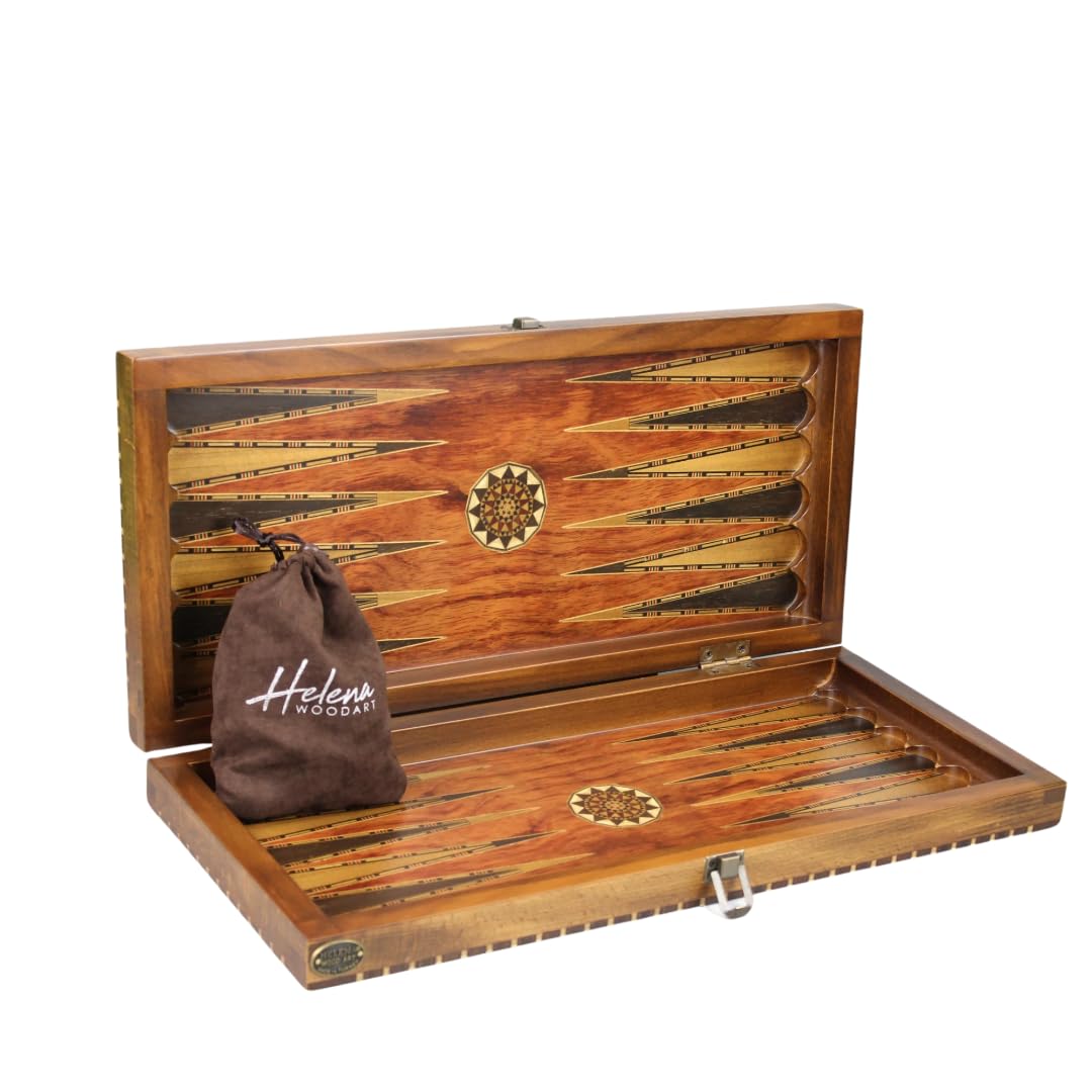 Juego de ajedrez y backgammon de palisandro rural de 20 pulgadas con piezas de ajedrez francés Staunton de Sheesham
